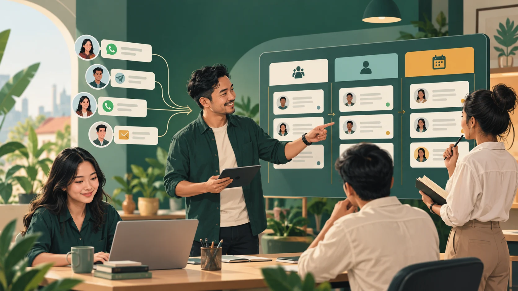 Tim bisnis jasa mengatur alur lead dan follow-up pelanggan